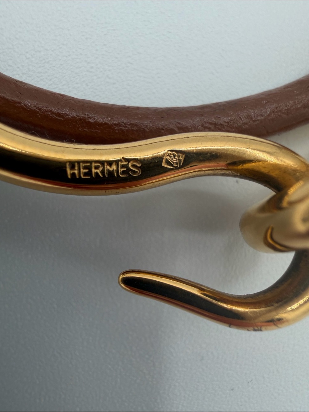 Hermes Vintage Jumbo Hook Double Wrap Bracelet Brown Gold Hermès - Picture 4 of 4